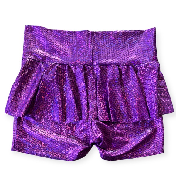 COQUETRY CLOTHING | Purple Fish Scale Ruffle Rump Shorts - Picture 2 of 6